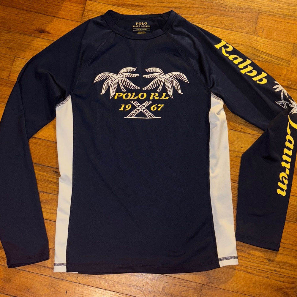 Ralph Lauren Dark Blue Long Sleeve with White and Yellow Accents